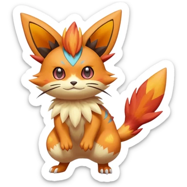 Sprigatito-Victini-Floragato-Meowscarada-Torracat-Pokémon-Fakémon-hybrid-fusion-creature (full body) sticker
