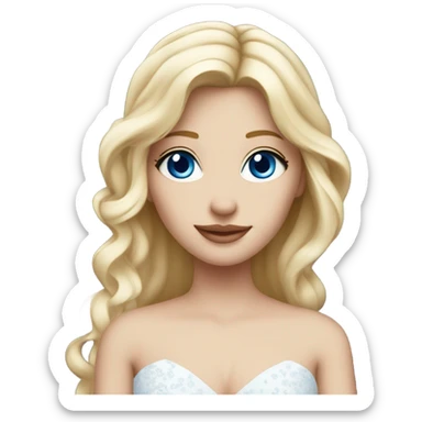 Beautiful blond girl with blue eyes and sakura pink wedding dress sticker