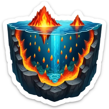 Seafloor spreading with tectonic plates moving apart and magma rising between them sticker