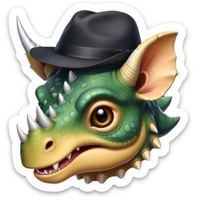 triceratops face with a dark office hat sticker