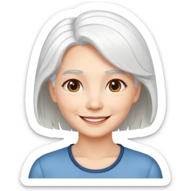 pure white hair, cute mature girl sticker