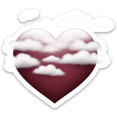 burgundy heart with clouds sticker