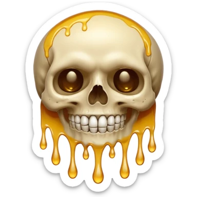 Skull smiling with singular massive sweat drip sticker