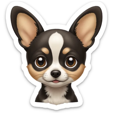 Full White and black Chihuahua - tiny, skinny and big ears sticker