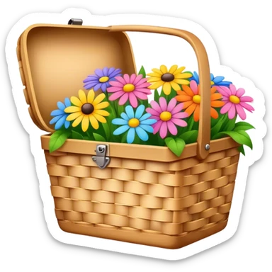 picnic basket with flowers sticker