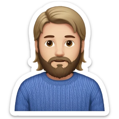 long hair bearded man sweater sticker