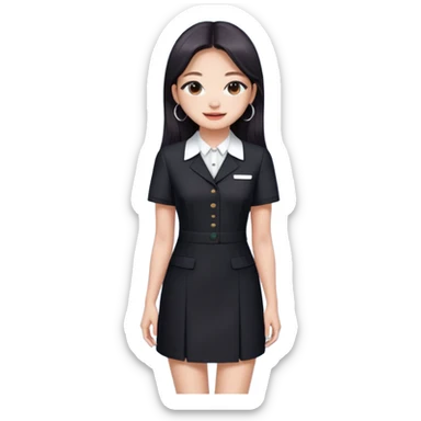 Jennie Kim from Blackpink, medium shot, wearing a stylish office dress sticker