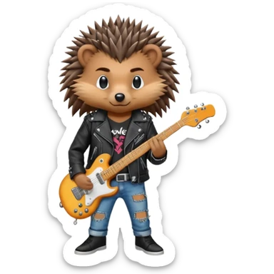 Punk guitarist hedgehog sticker