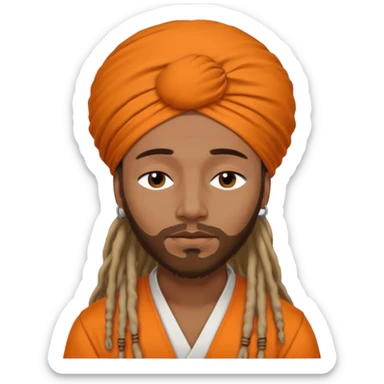 Brownskin man with long dreadlocks add a white turban on his head orange shirt sleeping with zzz above his head sticker