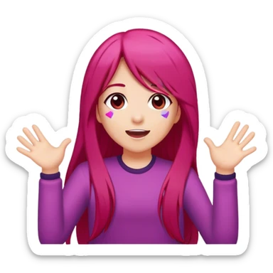 girl-long-straight-rosered-hair-throwing-confetti sticker