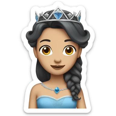 Princess- Fair skin- Long dark hair- crown- blue dress sticker