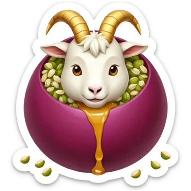 goat ball- a red seedless grade enrobed in goat cheese rolled in crushed pistachios and drizzled with honey sticker