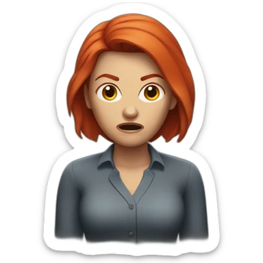 angry woman with short red hair sticker