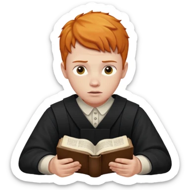 ginger lad studying bible sticker