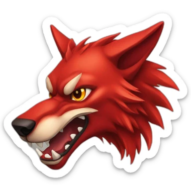 Red demon wolf sticker