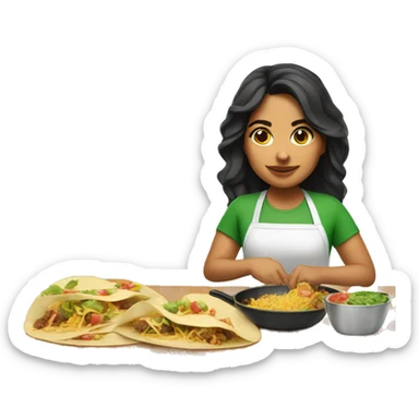 Mexican girl cooking tacos sticker