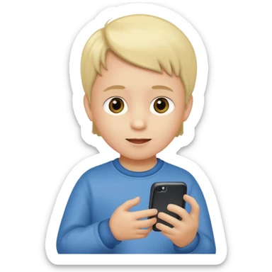 un niño de entre 3 - 10 años jugando con su celular sticker