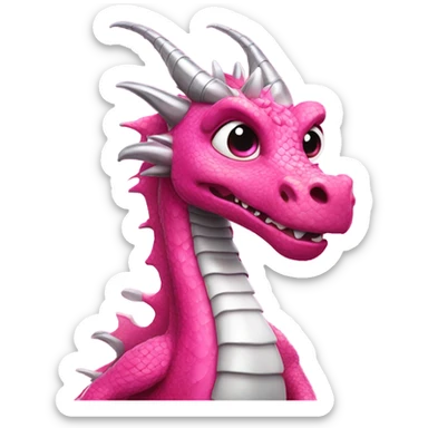 Pink dragon with silver fingernails sticker
