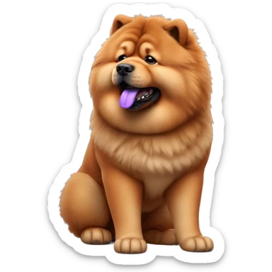 Full body red Chow chow with purple tongue, photorealistic 4k sticker
