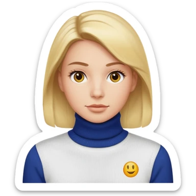 Ralph Lauren turtleneck white sweater with small polo logo, emoji style sticker