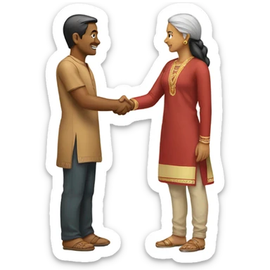Indian and asian shaking hands sticker