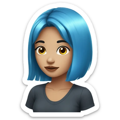 21 years old girl, with blue hair bang, blue eyes, beautiful  sticker