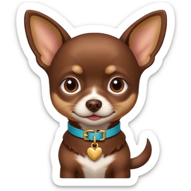 Chihuahua color chocolate, con un collar con su nombre "Charly" sticker