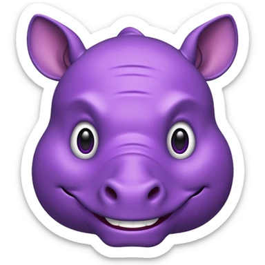 purple rhino face emoji, cartoonish sticker