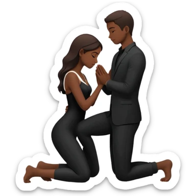 Kneeling person silhouette (proposal pose) sticker