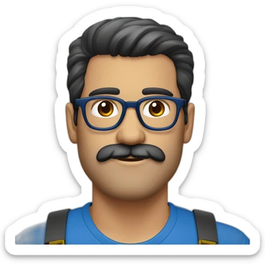 Hombre maduro  rubio con lentes azules redondos,  barba canosa sticker