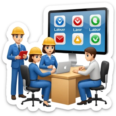 Digital Labour and an example of Agents at work in a workplace setting. sticker