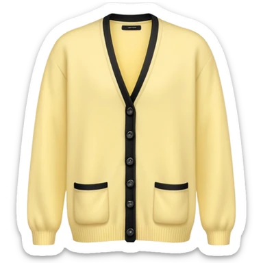 Pastel Yellow Cardigan with a line of black buttons  sticker