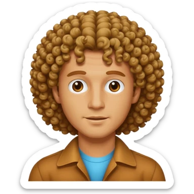 70s 80s men with curly hair style  sticker