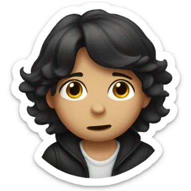 Young Boy with dark medium length hair singing  sticker