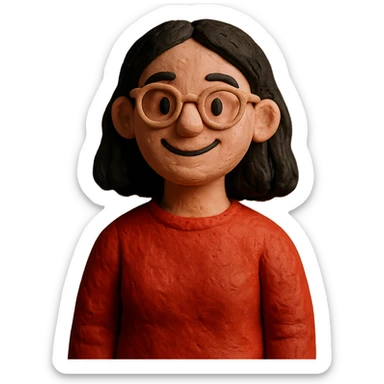 claymation style figure of mela.alm sticker