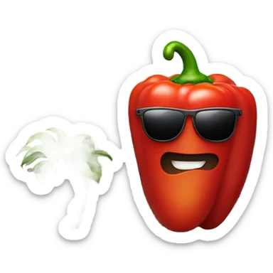 Red pepper with Mantel and sunglasses and necklace sticker