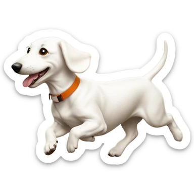 White sausage dog running sticker