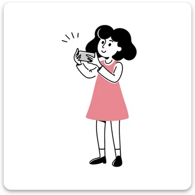 girl wearing a cute pink dress taking a selfie sticker