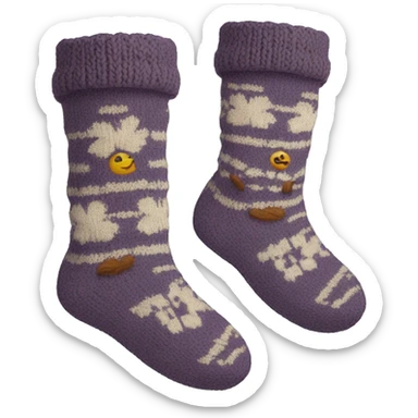Cozy knitted winter pair of socks  sticker