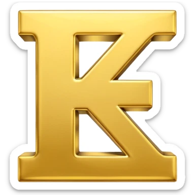 Symbole de currency en or en forme de lettre F précise, seul, 3D, brillant, style emoji simple et lisible sur fond uni. pas une autre lettre

F sticker