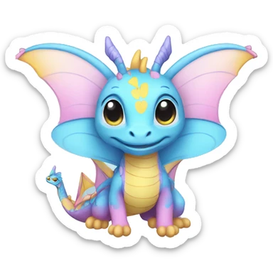 pink, blue and yellow pastel dragon female butterflies dragon puppet sticker