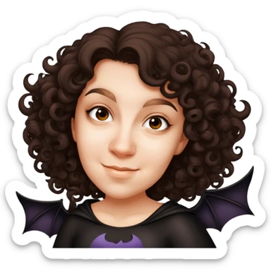 Happy girl with curly hair and bat wings sticker