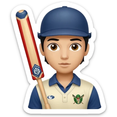 a pretty male bratz cricket player. black hair sticker