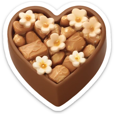 Beige asthetic Praline in a HeartBox With flowers sticker