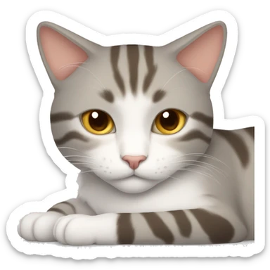 light gray/beige cat sleeping with girl auburn hair  sticker