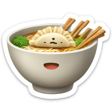 Ramen bowl with gyoza sticker