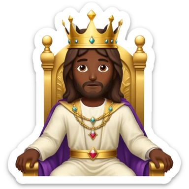 Dark skin Jesus on Throne with Gold crown  sticker