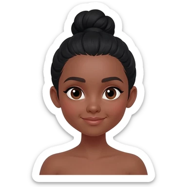 A cute lady with a black bun and brown skin sticker
