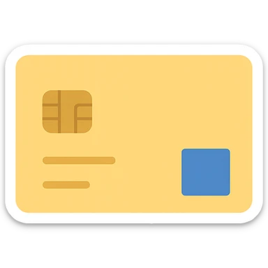 flat color icon of American Express Gold credit card with gold and blue accents, no text sticker