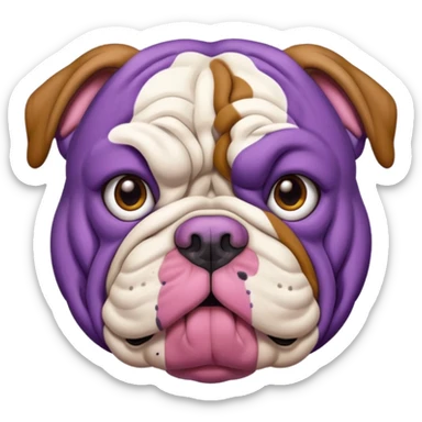 Purple English bulldog sticker